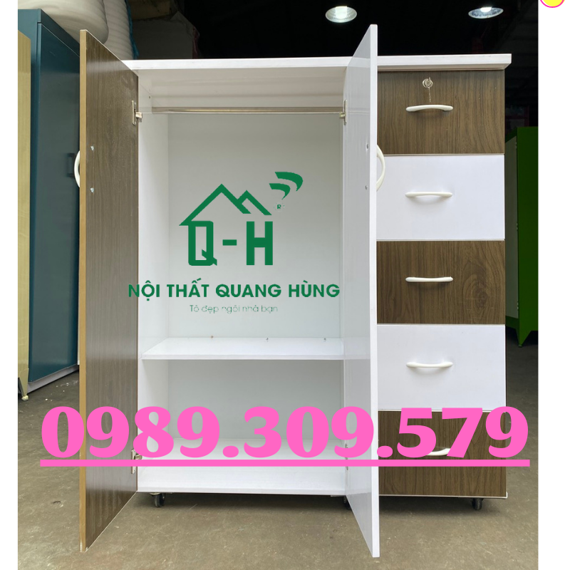 Tủ nhựa đài loan 2 cánh mở 5 ngăn kéo giá rẻ giao nhanh nâu trắng giá rẻ