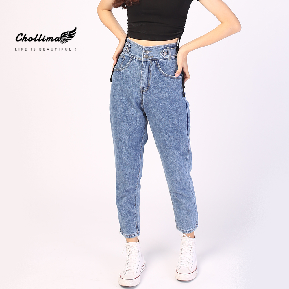 Quần baggy jeans nữ Chollima form rộng 2 bách nhọn QD015 – quần bò nữ ulzzang phong cách hàn quốc