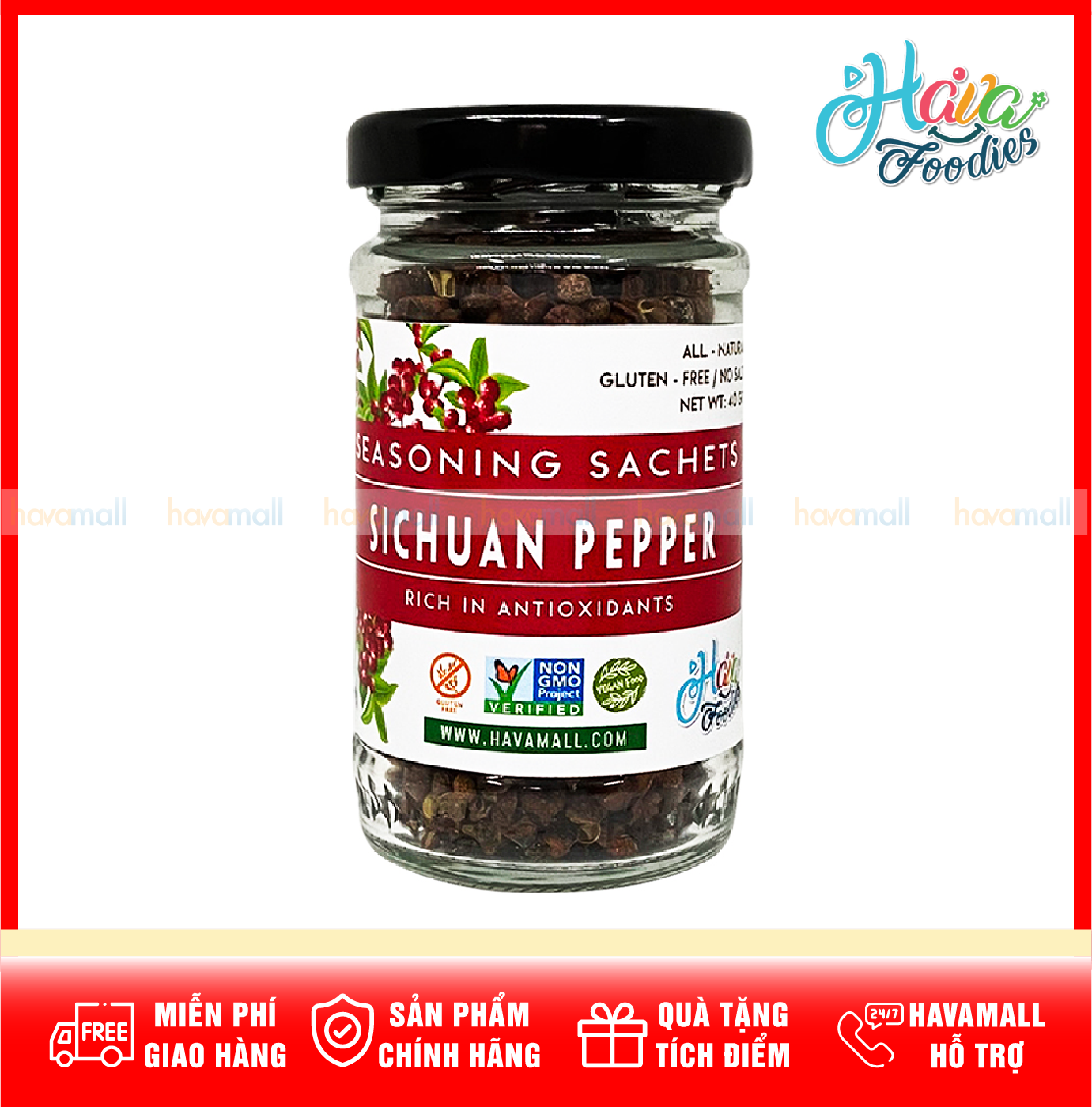 [HOÀN TIỀN MAX 10%][ HÀNG CÔNG TY NHẬP KHẨU ] Hạt Xuyên Tiêu Lọ Thủy Tinh 40gr – Sichuan Pepper 40g