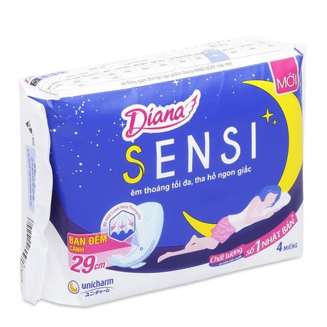 [HCM](Giá Thùng) Bvs Diana Sensi Ban Đêm 29Cm (04 - 12) (Gói 12m - 24 g/thùng)