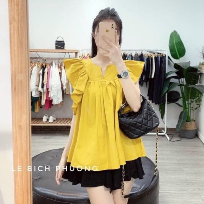 [ẢNH THẬT] Áo Bầu dễ thương kiểu tay cánh tiên xinh Freesize 65kg - Xoài Boutique