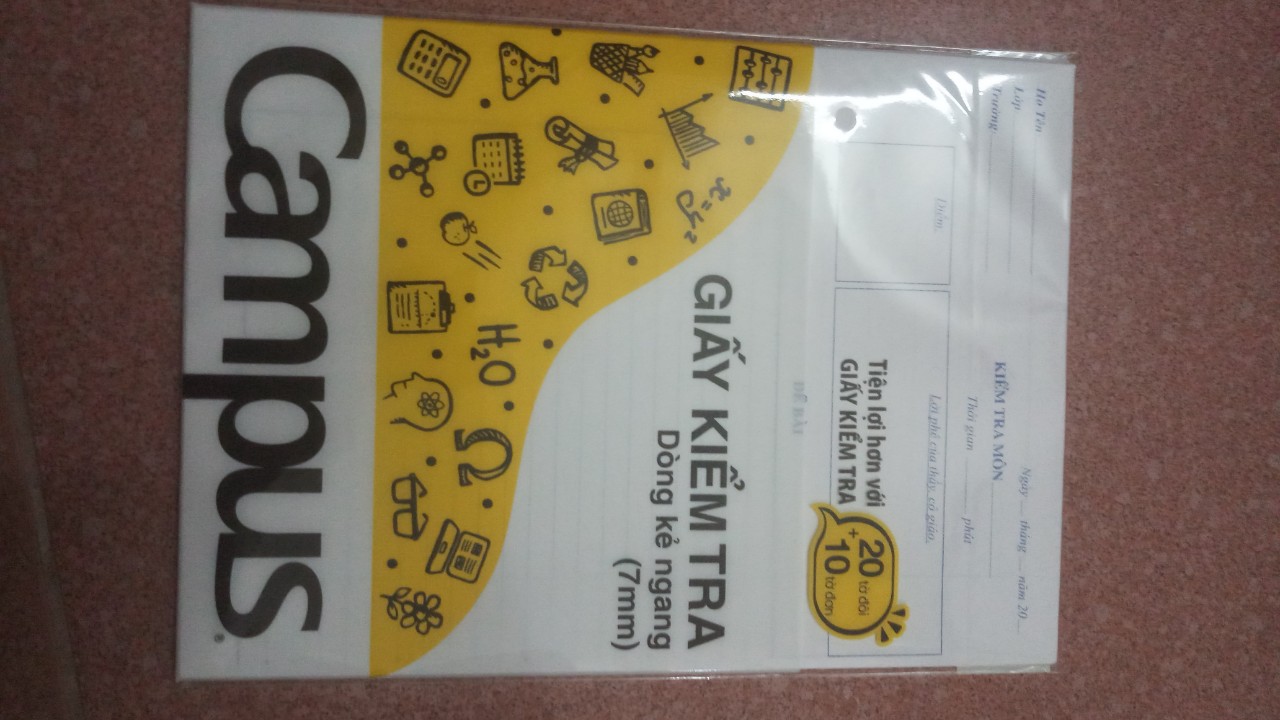 1 túi giấy kiểm tra campus kẻ ngang( 20 tờ đôi, 10 tờ đơn)