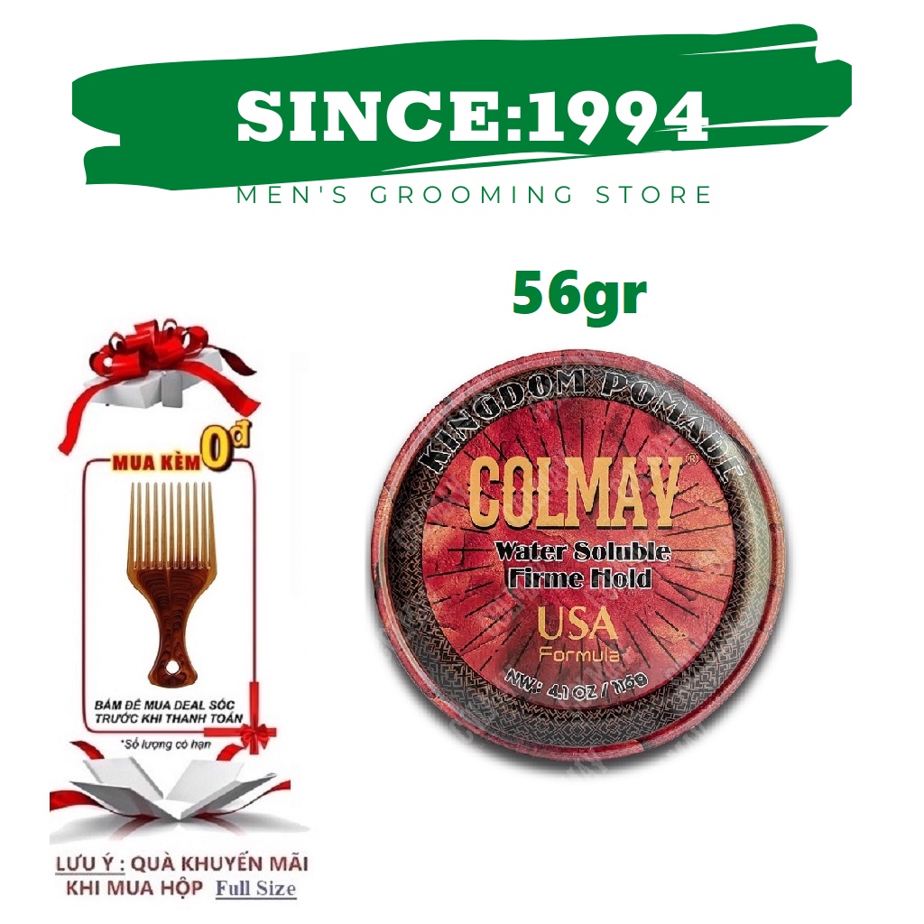 [CHÍNH HÃNG 100%] Sáp Vuốt Tóc Colmav Pomade Gốc Nước Lọ 56g