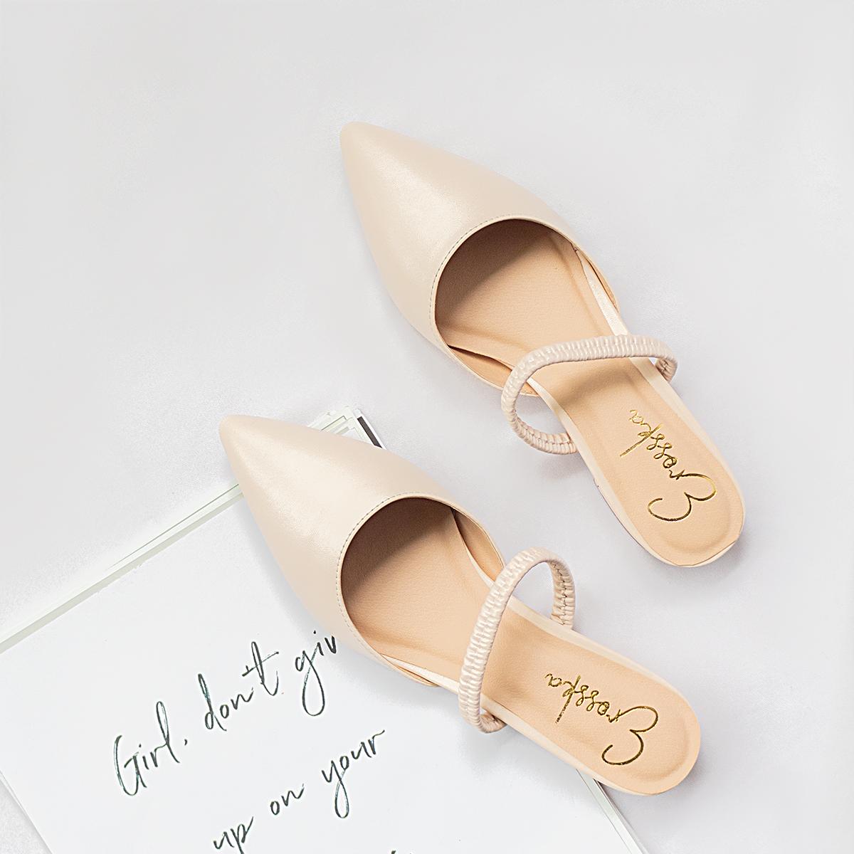 Giày nữ, giày cao gót slingback mũi nhọn cao 2cm phối dây thời trang kiểu dáng basic - EL002 (NU)