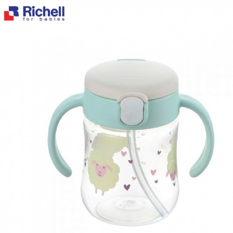 Cốc ống hút Richell Mugood chống đổ