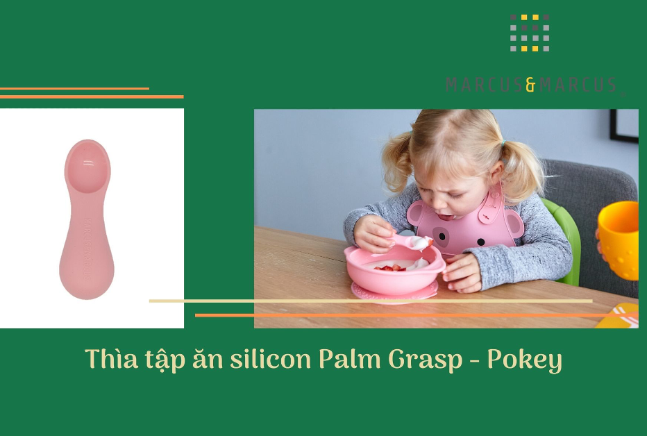 Thìa tập ăn silicon cho bé Palm Grasp Marcus & Marcus, từ 12 tháng - Pokey