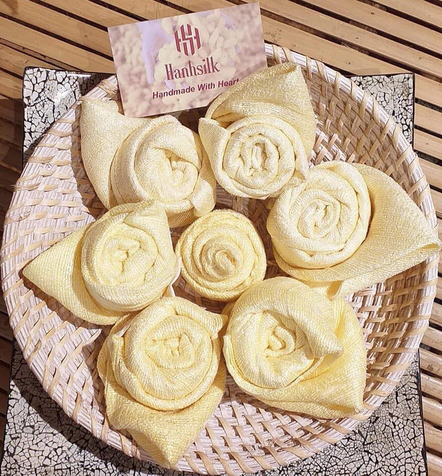Khăn mặt tơ tằm tự nhiên (Hanhsilk)