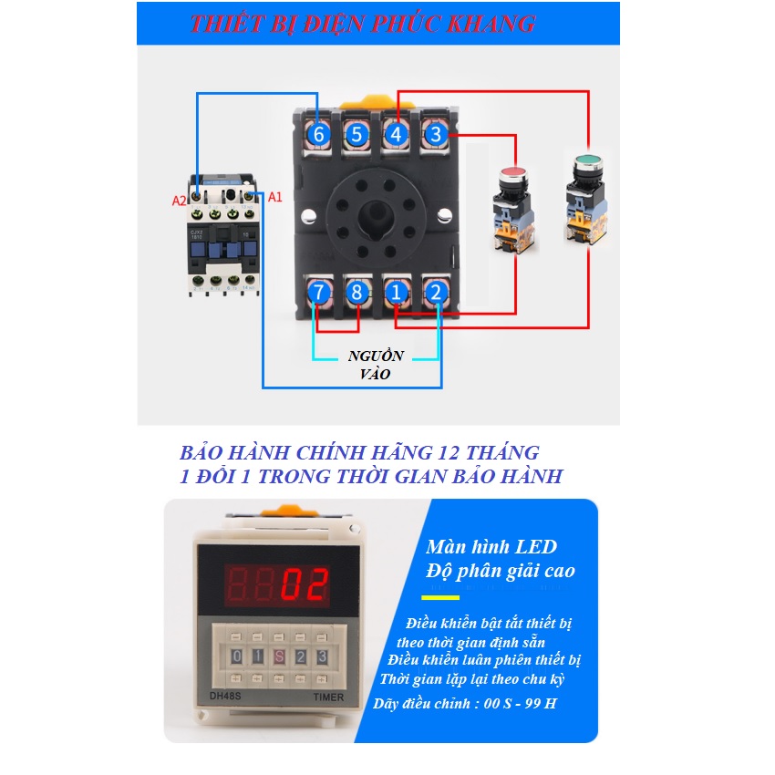 rơle thời gian DH48S Kèm đế. timer thời gian