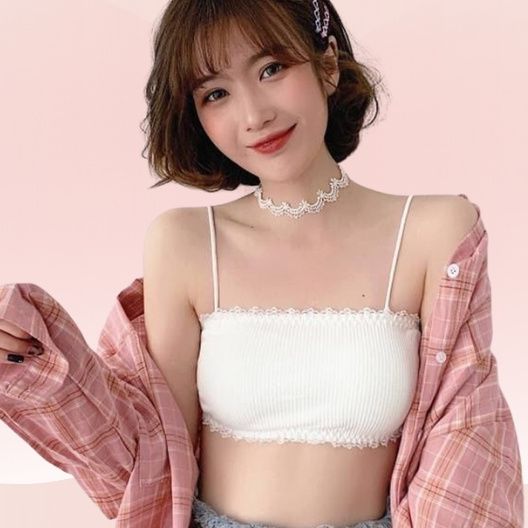 Áo Lót Bra Gân Tăm Cài Sau Cotton 2 Dây  A636