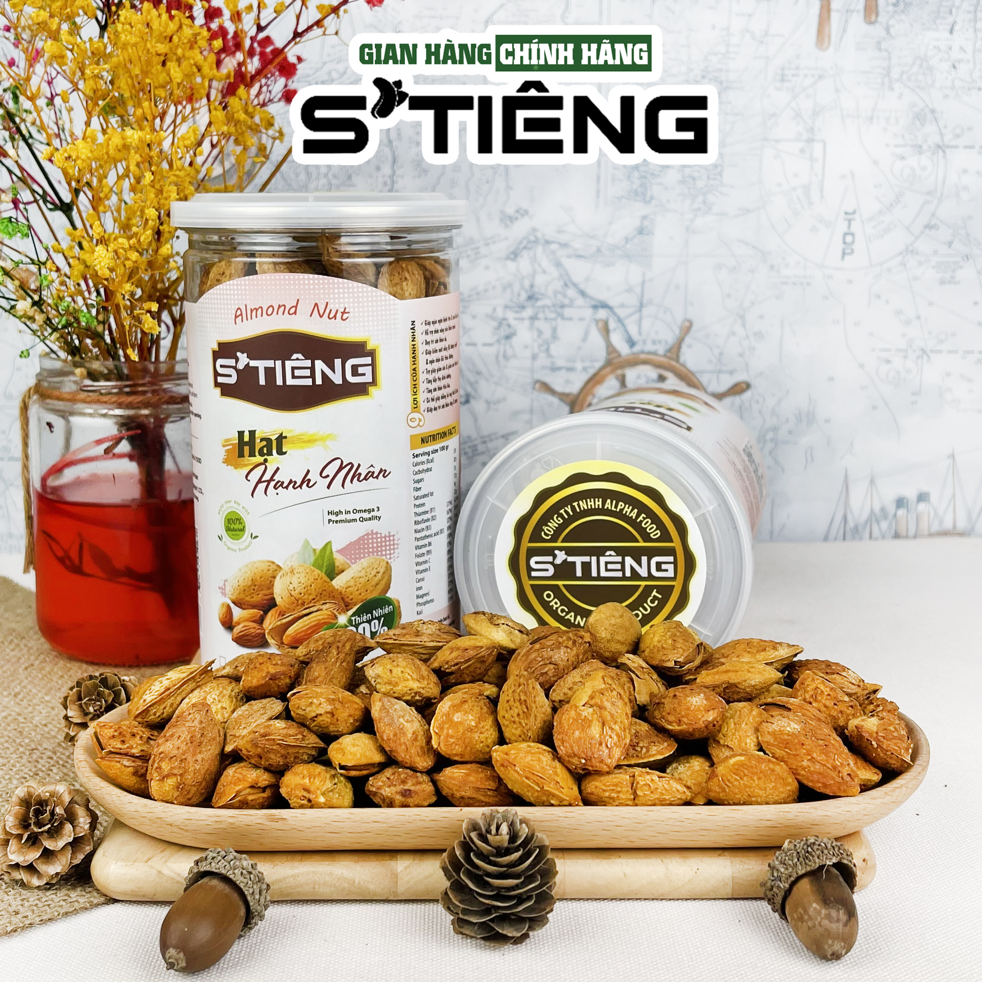 Hạt Hạnh Nhân Còn Vỏ Rang Bơ STIENG Giòn Ngon