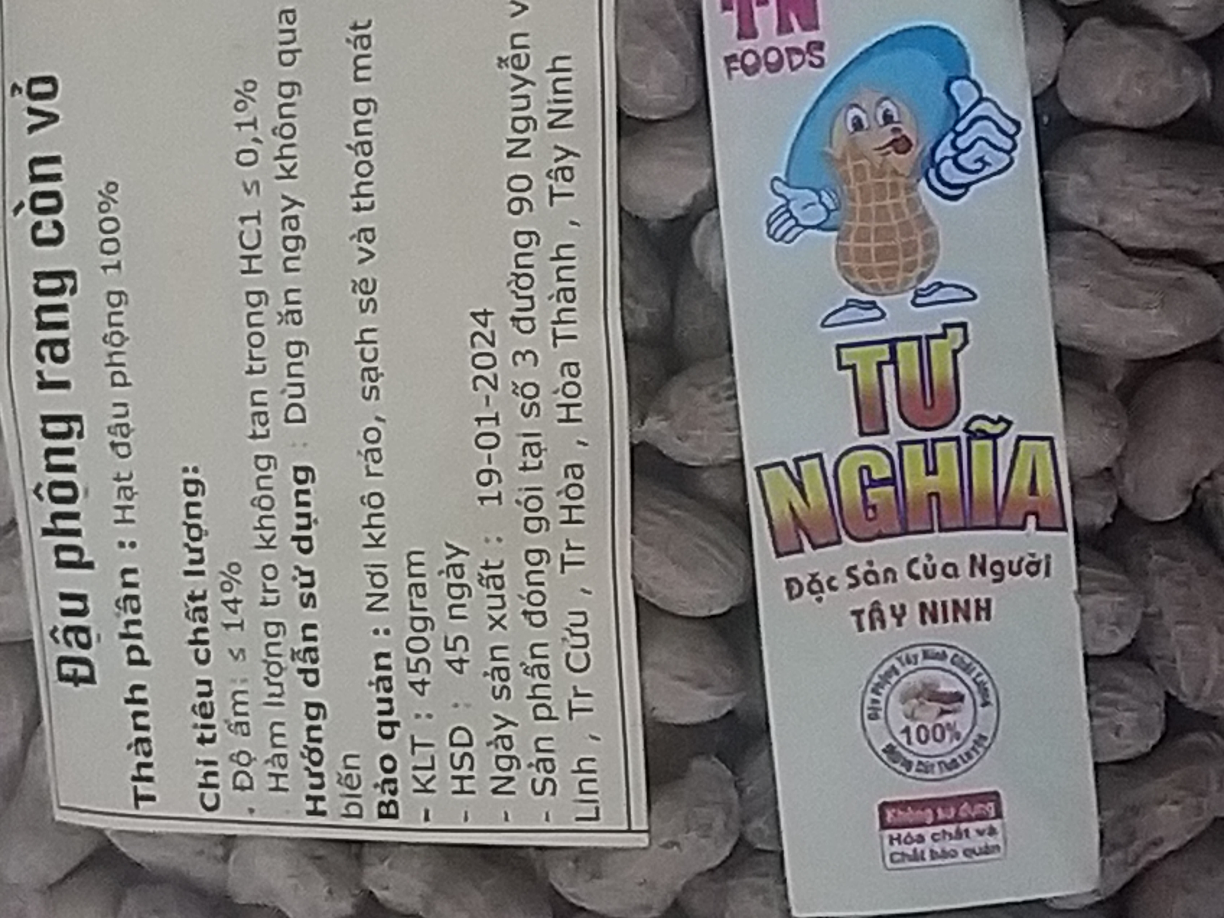 Đậu phộng rang còn vỏ bịch 450gram