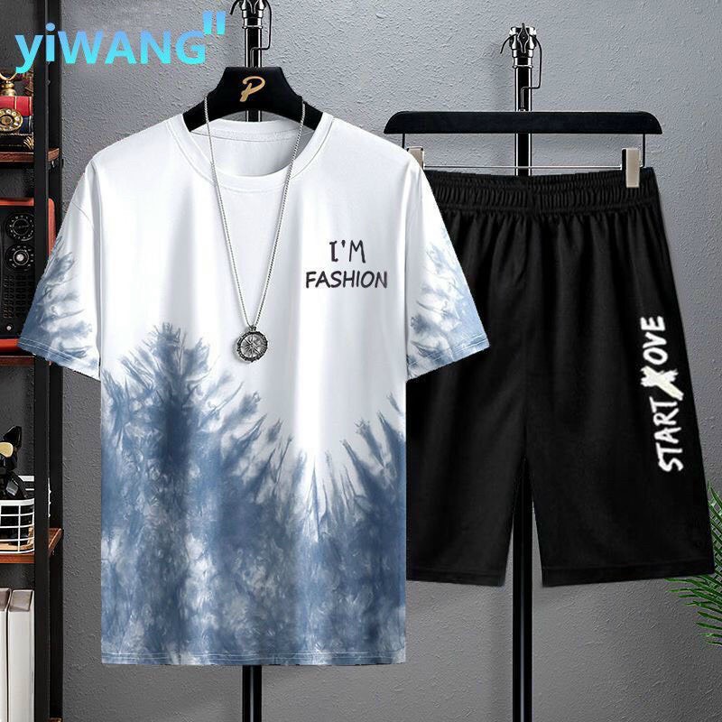 Bộ thể thao nam cổ tròn pha màu tay ngắn, quần đùi nam, bộ thun nam im fashon, quần short cotton - đt