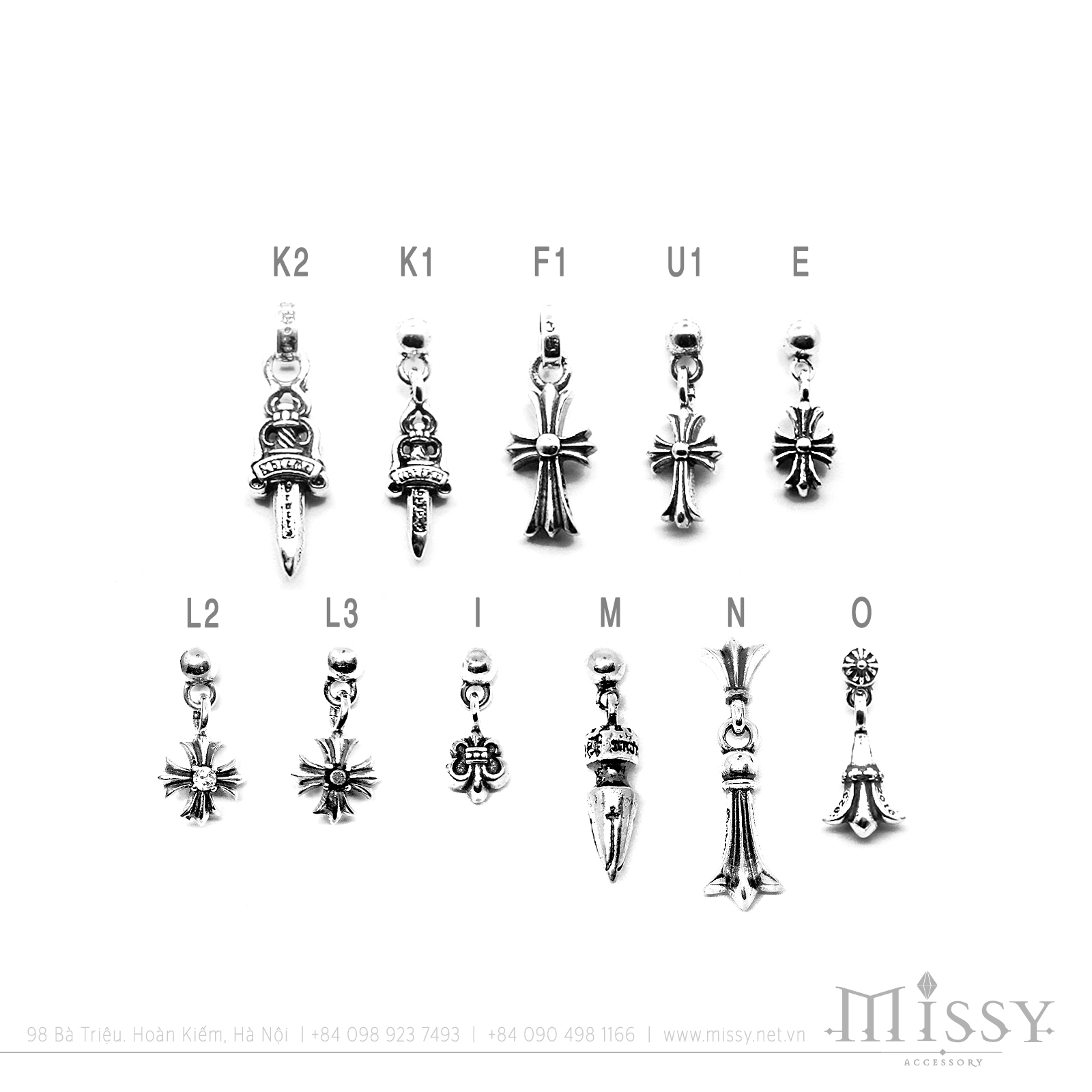 Khuyên tai Chrome Heart (dạng rơi)