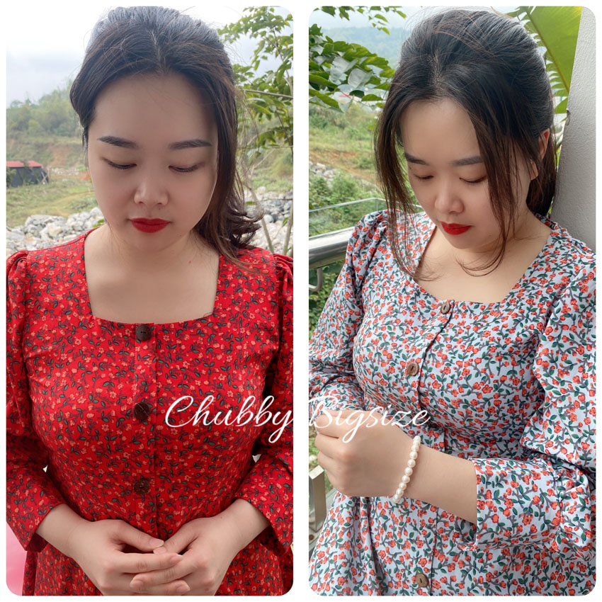 Đầm hoa Bigsize dài tay dáng dài ChubbyBigsize