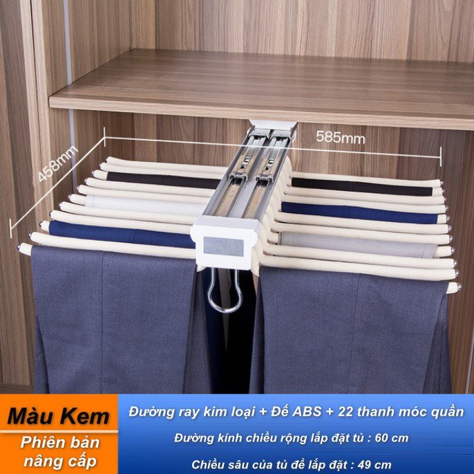 Eurohome - móc treo quần gắn âm tủ tüv sliding hanger cao cấp