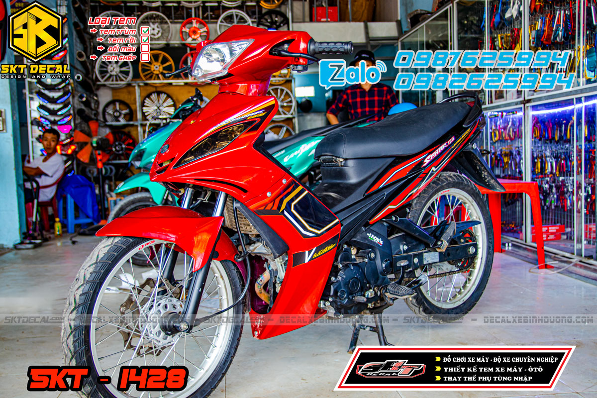 tem rời xe exciter 2010 đỏ đen spark