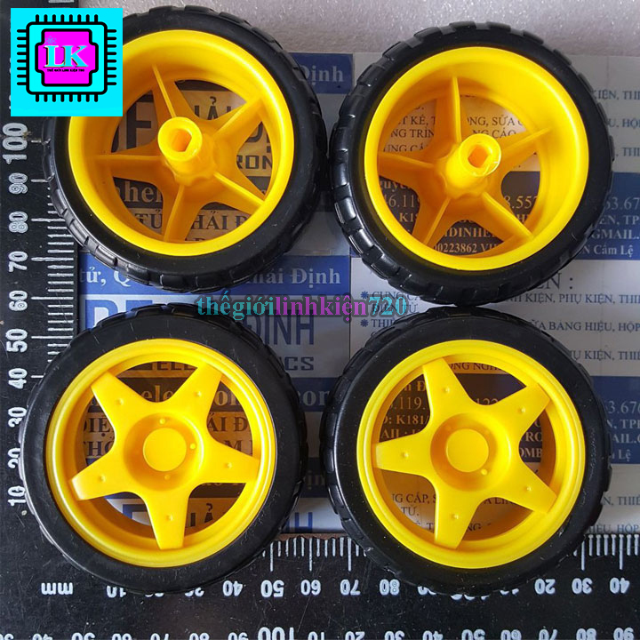 Bánh xe robot màu vàng 66mm (1 chiếc)
