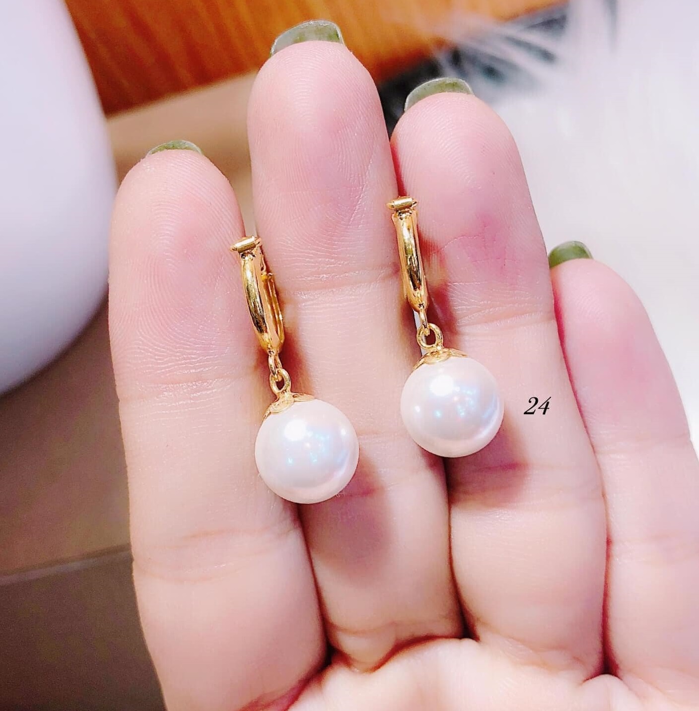 Bông tai vàng tây gắn trai MS27