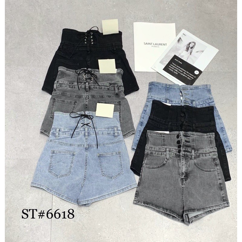 Quần shorts nhiều cúc đan dây sau