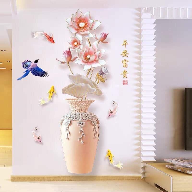 Decal dán tường ,Decal trang trí phòng khách công và bình hoa ( nhiều mẫu)