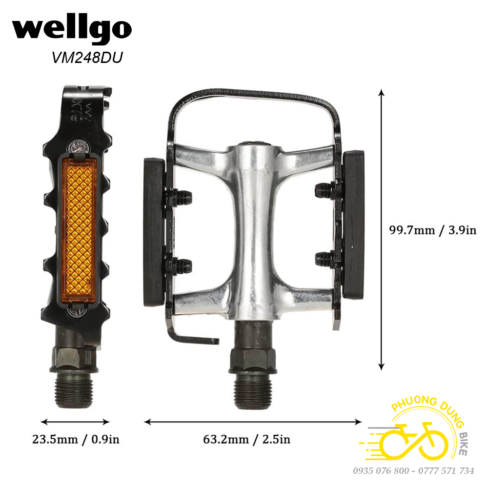 Wellgo Vm248Du Bicycle Aluminum Pedals – Aluminum Pedals, Smooth Bearings, Anti-Slip, Durable