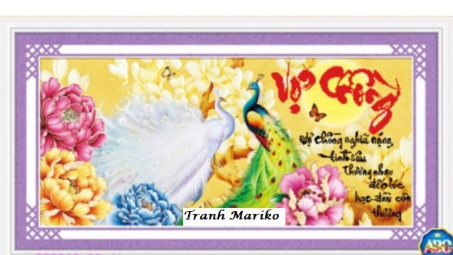 Tranh thêu vợ chồng 223069 kích thước 80 x 40 cm tranh mariko
