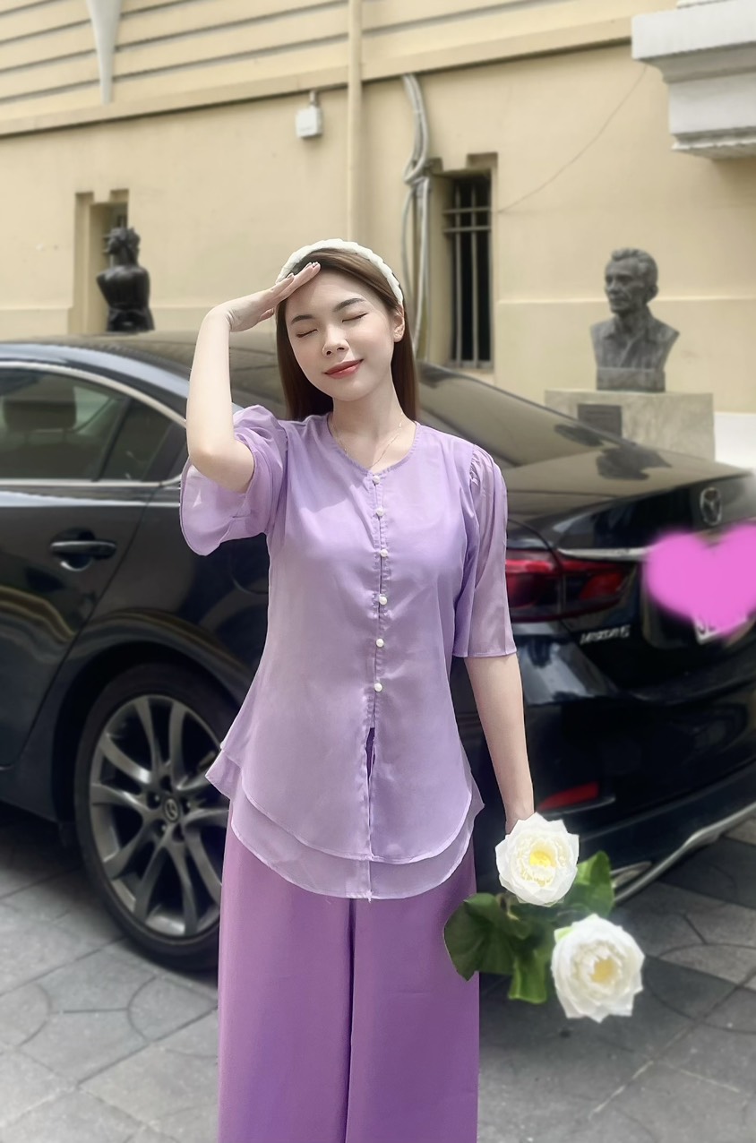 [ Đồ lam đi chùa] Mẫu chất voan 2 lớp V1