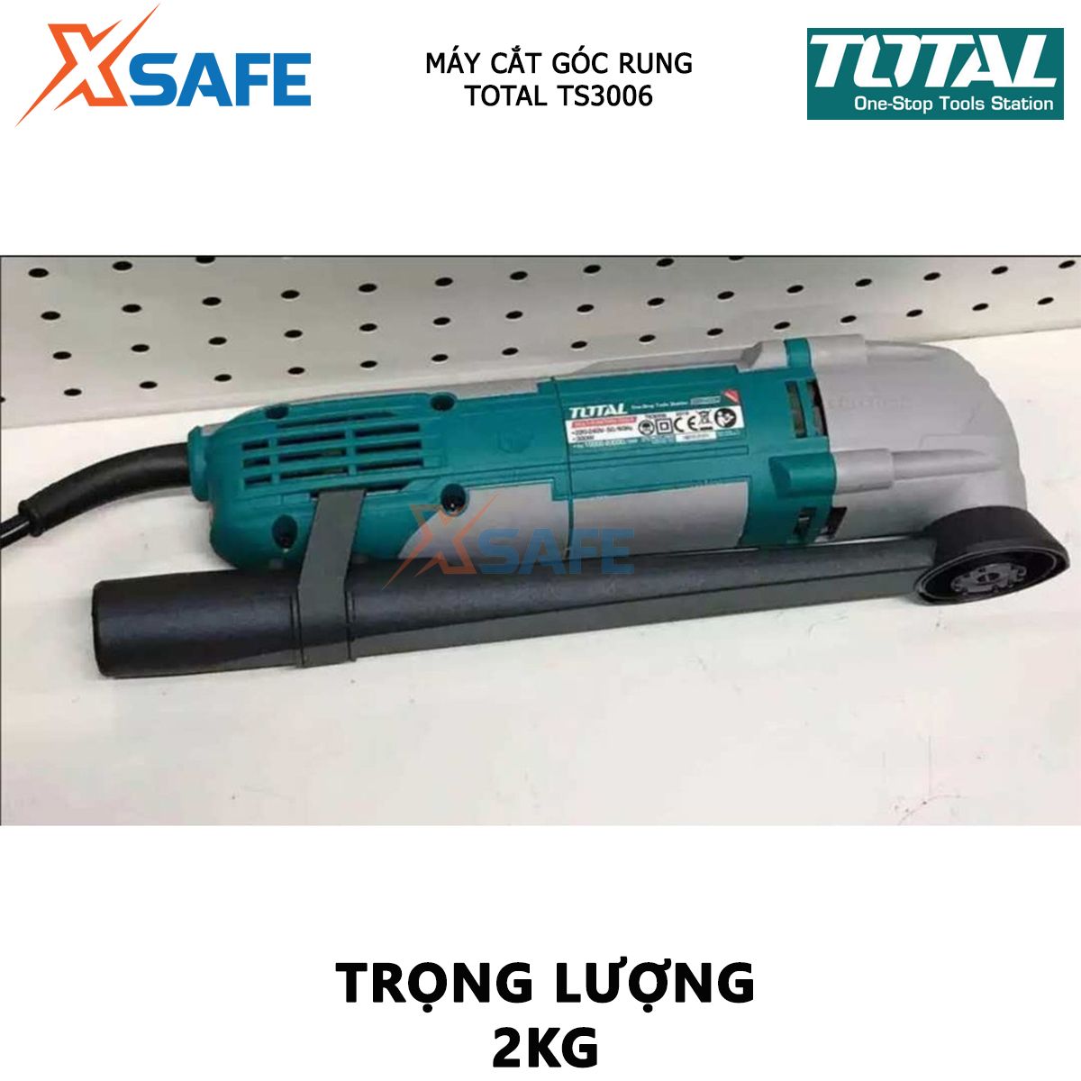 Máy cắt cầm tay Total TS3006 máy cắt góc rung 300W, tốc độ không tải 10000-20000r / phút, kèm dao cạo nhám, lưỡi cắt, lưỡi cưa phân khúc, giấy nhám đồng bằng và 3 giấy nhám, không kèm pin và sạc