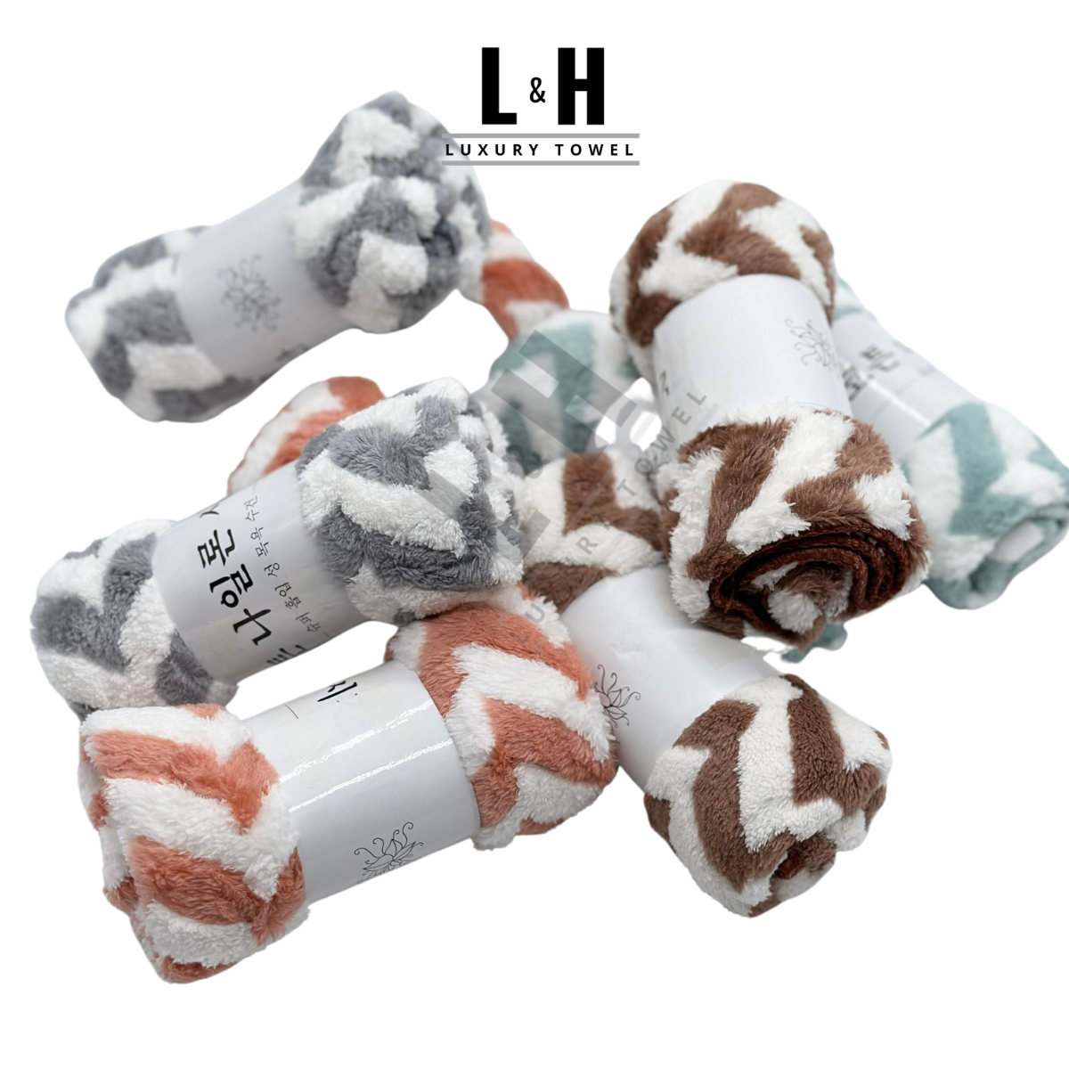 Khăn mặt lông cừu, zích zắc, kt 30x50cm