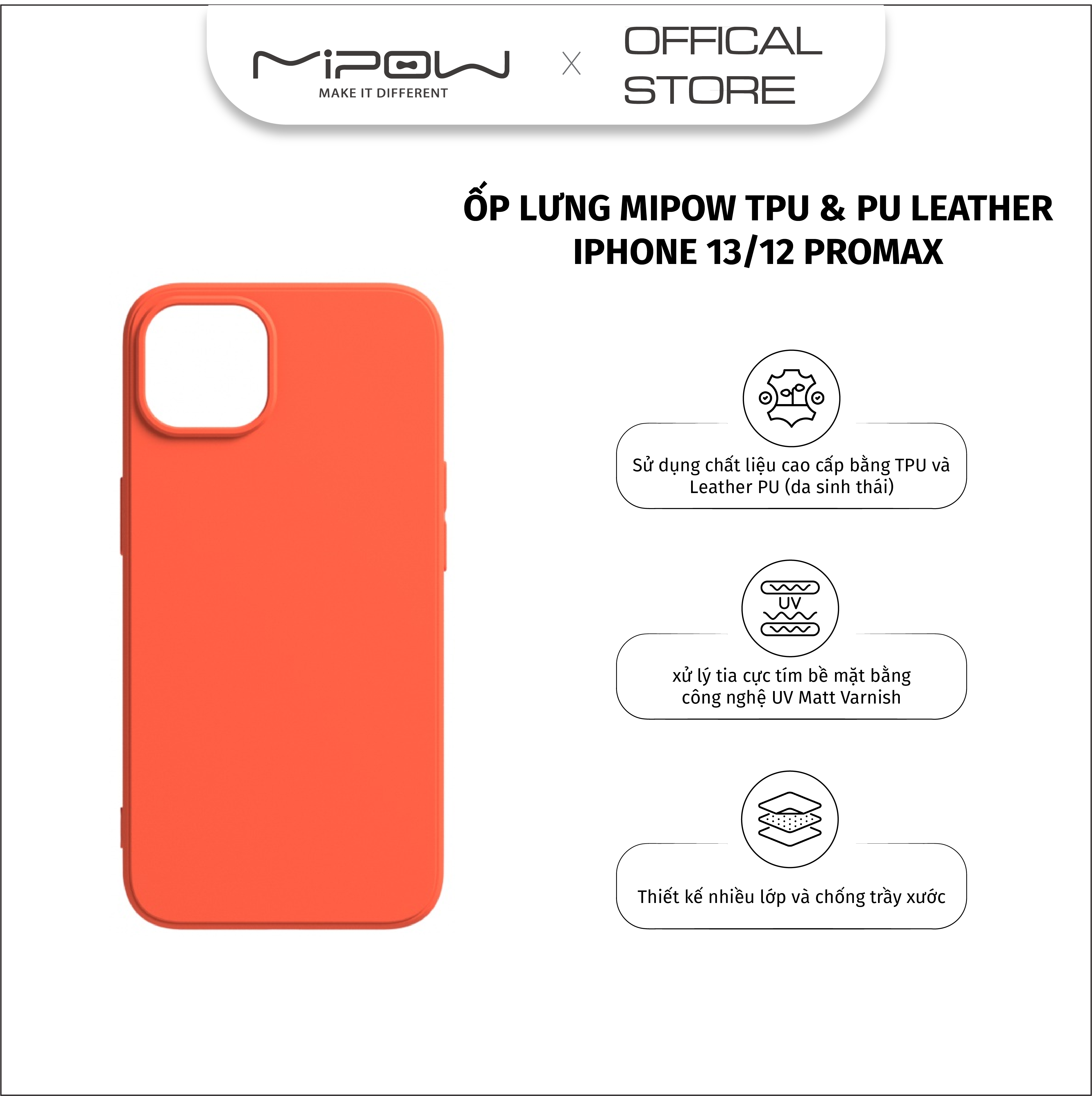 ỐP LƯNG MIPOW TPU & PU LEATHER IPHONE 13 PROMAX