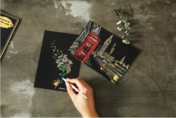 Bộ 4 tranh cạo khổ A5 14x20cm