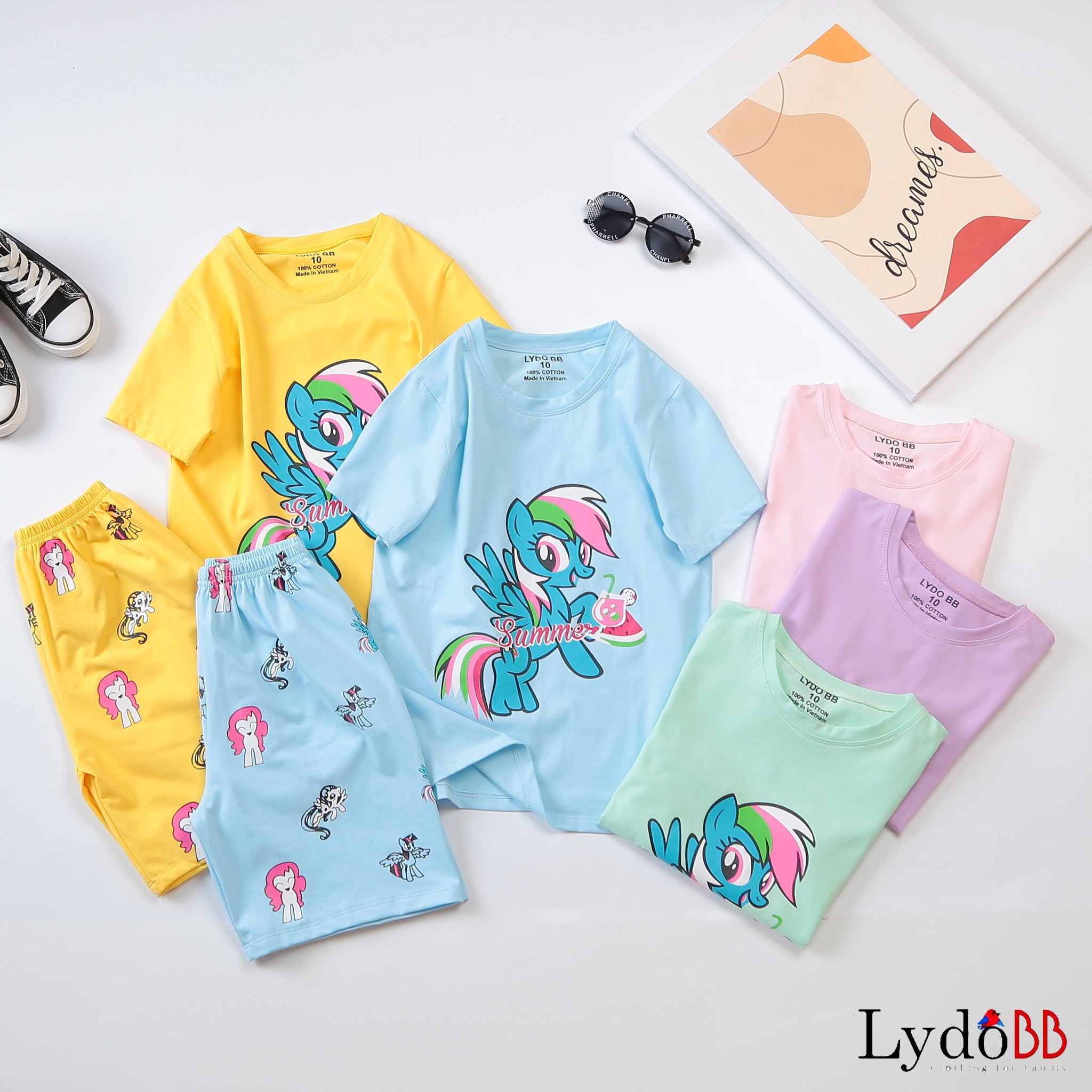 [SIZE NHÍ+ĐẠI] SÉT BỘ THUN MẶC NHÀ BÉ GÁI NGỰA PONY
