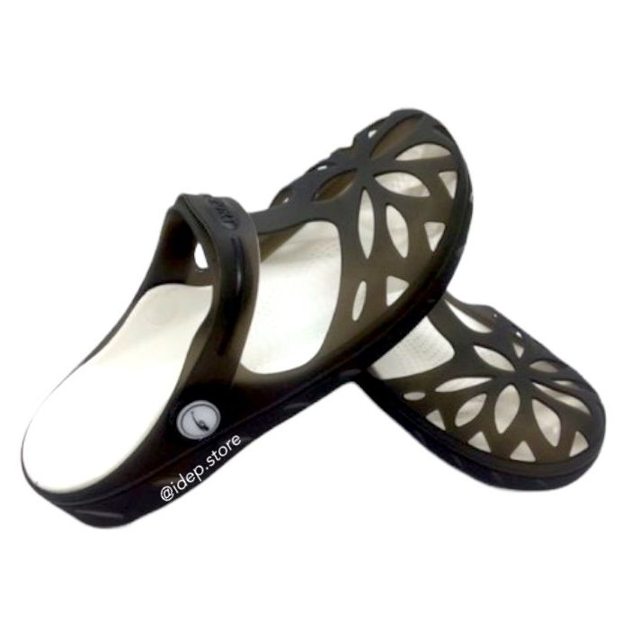 Giày sandal, Giày sục nhựa dẻo lưới Hoa bít mũi đi mưa cao cấp iDÉP - GL042