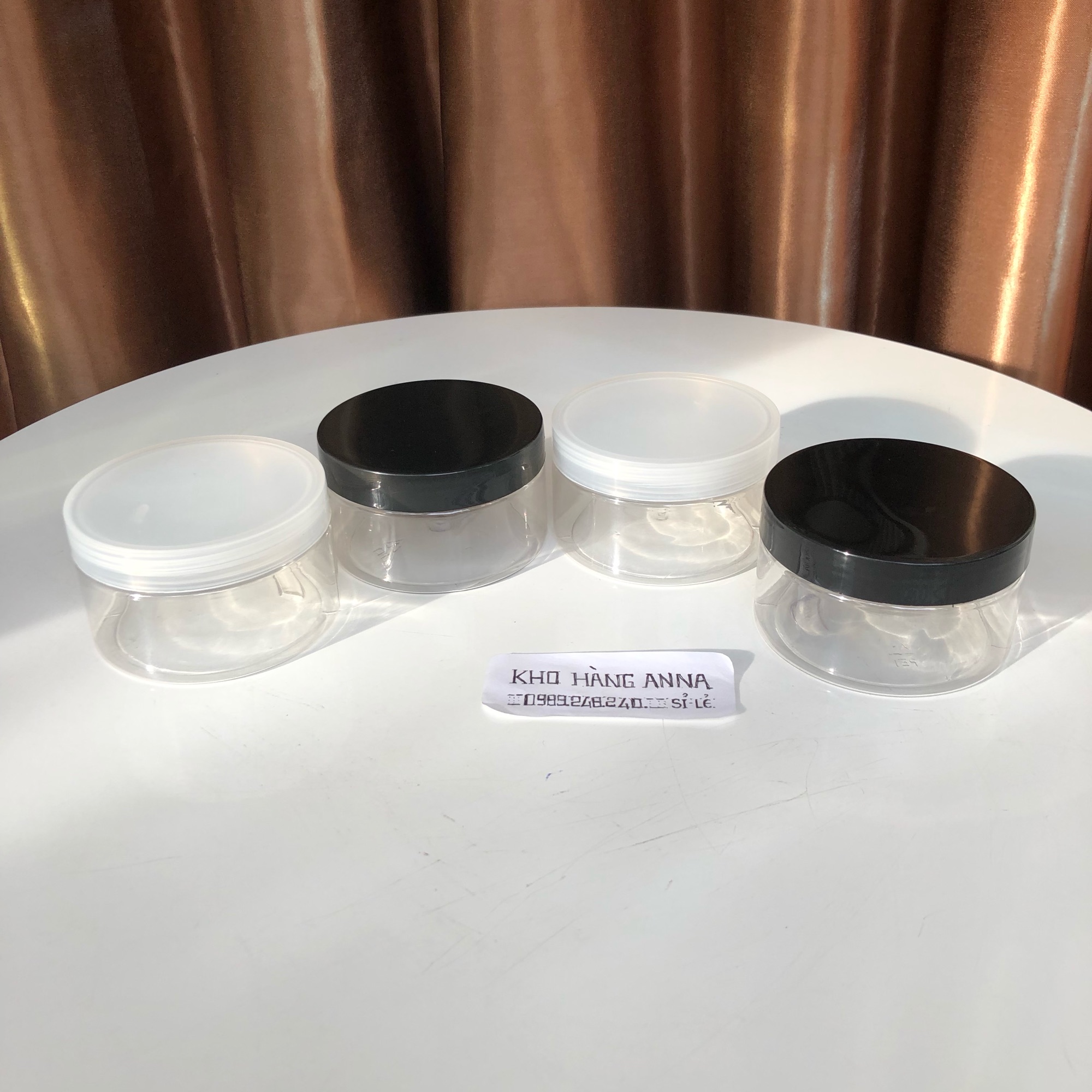 Hủ Nhựa pet trong suốt nắp đen 200gr/250gr đựng kem , đựng bột , chiết mỹ phẩm - Hủ nhựa trong suốt