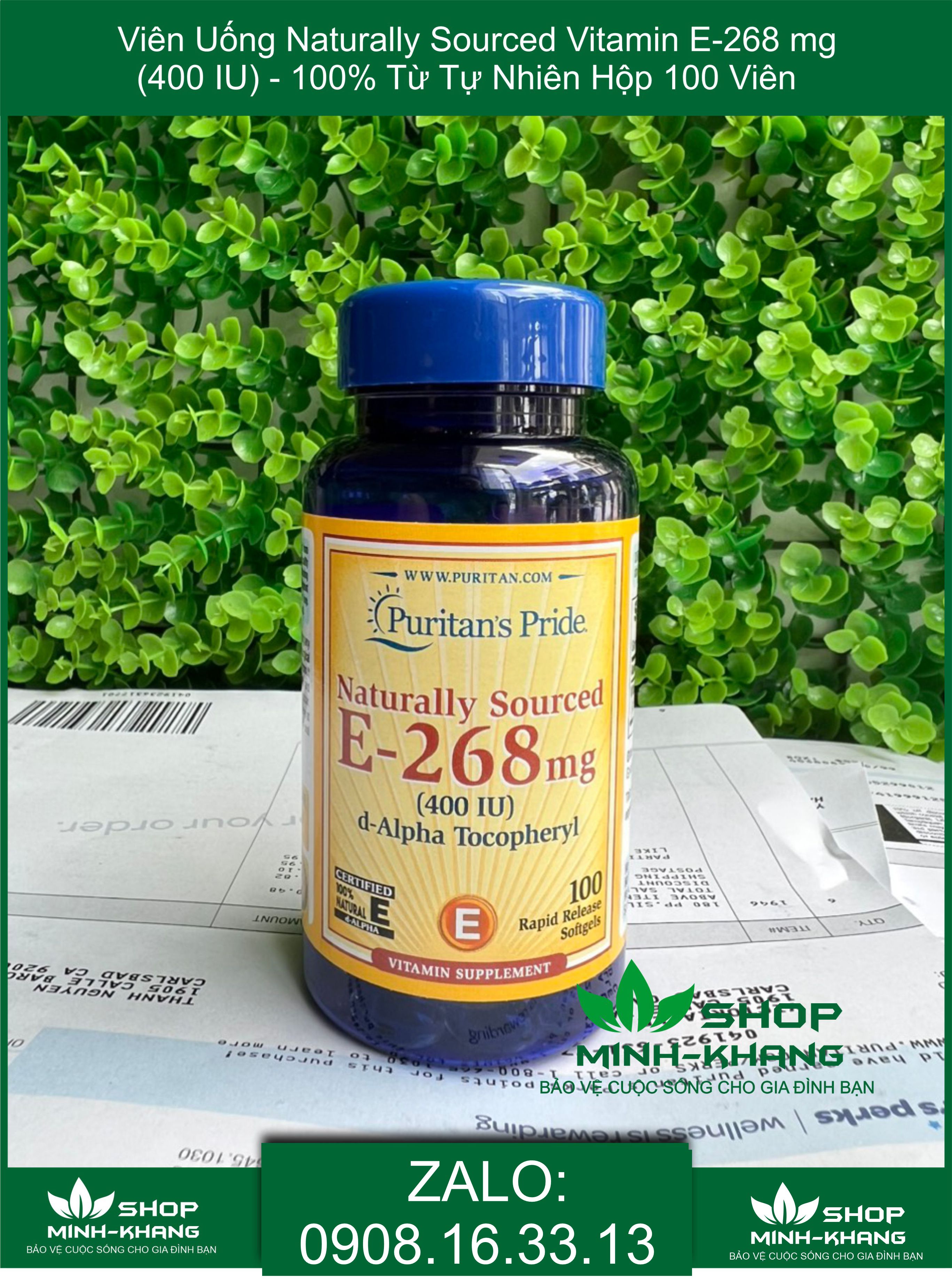 Bill Hãng)Viên Uống Naturally Sourced Vitamin E-268 Mg (400 Iu) - 100 Từ Tự  Nhiên Hộp 100 Viên - Mixasale