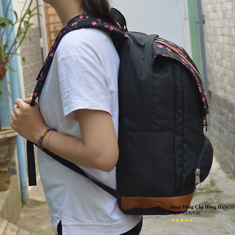 Balo JANSPORT LAPTOP BACKPACK MÀu đen logo hoa