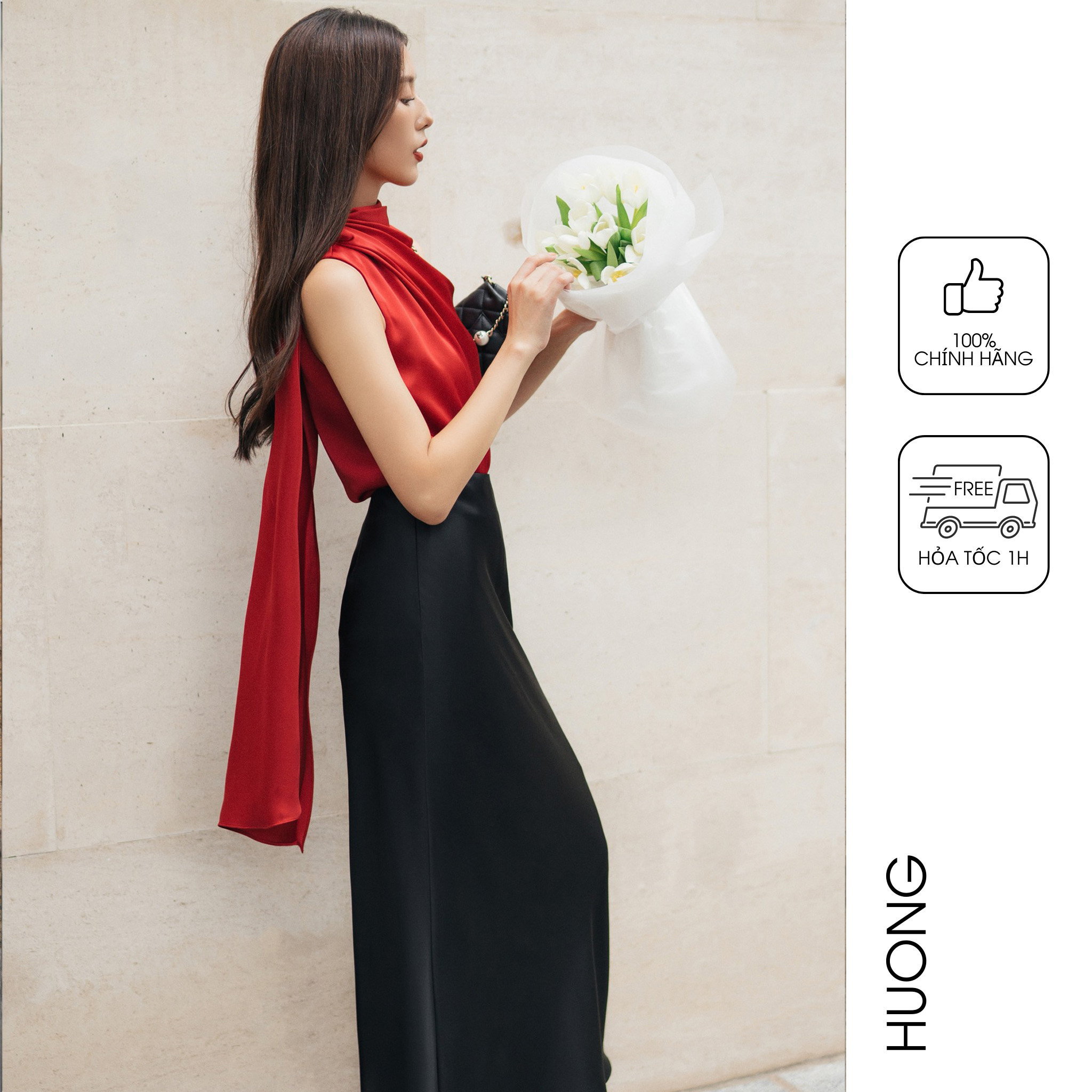 Áo sơ mi lụa charlotte top huong boutique hbsm1111