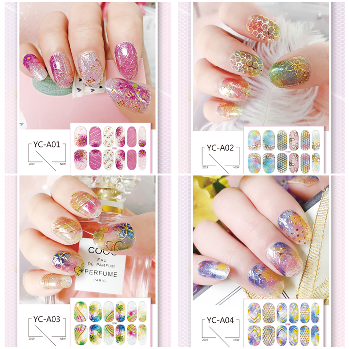 [HCM]Bộ dán móng tay nail sticker gồm 12 móng không thấm nước có độ đàn hồi tốt Phần 1 YC