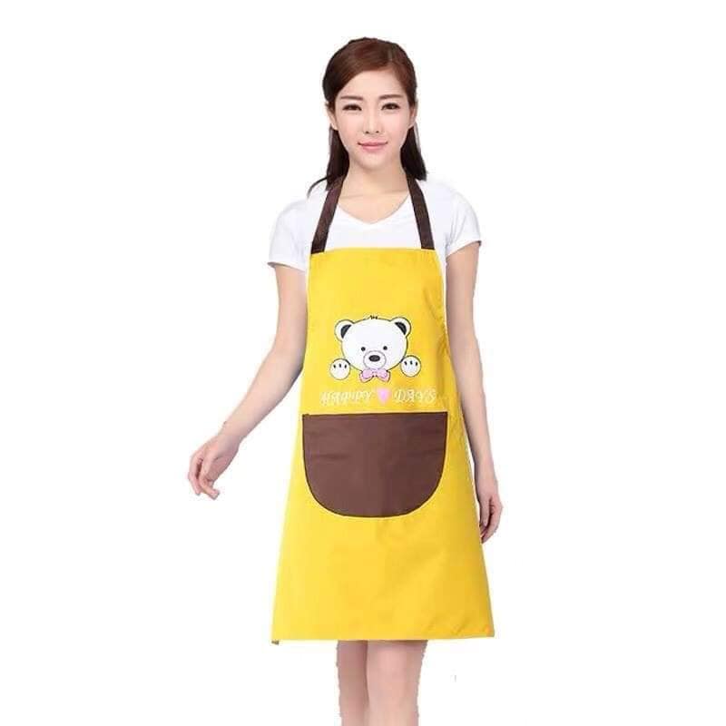 Tạp Dề Gấu - Tạp Dề Chống Thấm Nước - Tạp Dề Có Túi Cute, tạp dề gấu trắng, tạp dề nhà bếp , tạp dề gấu