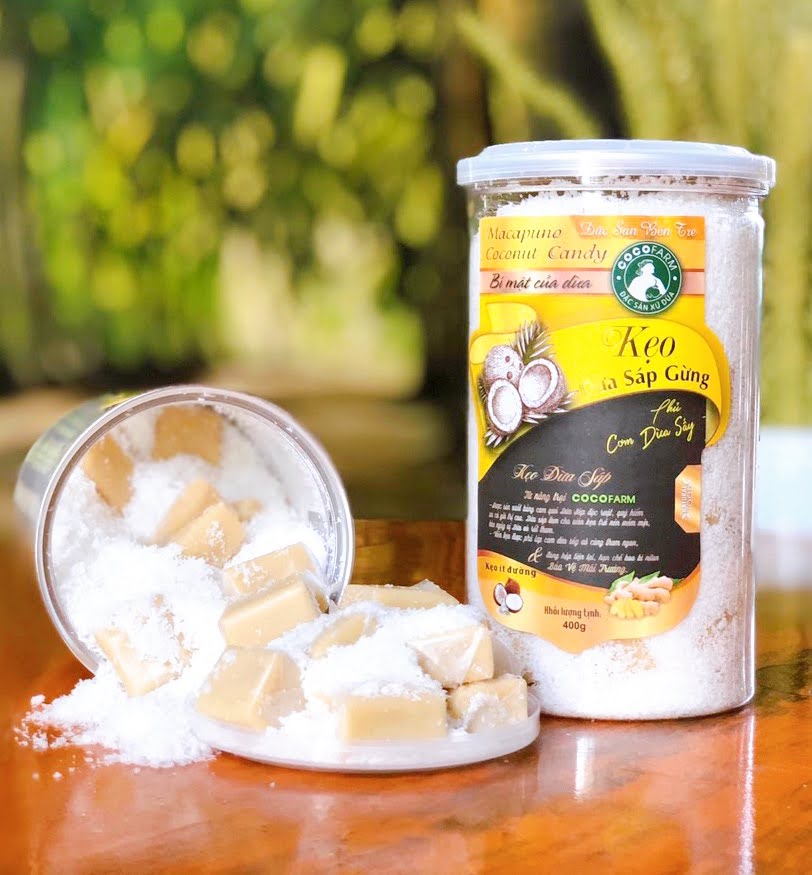 Kẹo Dừa Sáp Lắc Phủ Cơm Dừa Sấy 5 vị 400g Cocofarm