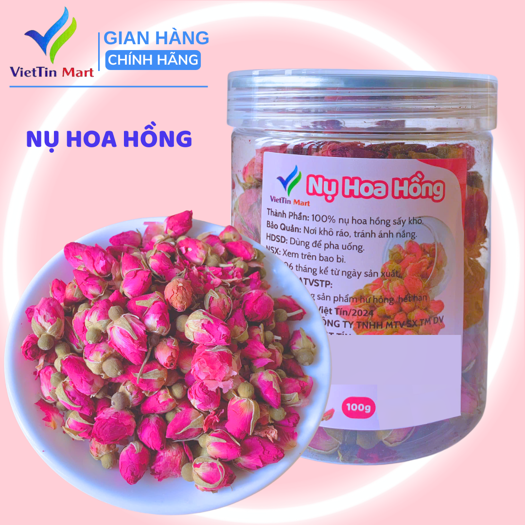 100G [ Lonpet] Nụ Hoa Hồng Đà Lạt  (Nguyên Nụ, Khô, Thơm, Đẹp)
