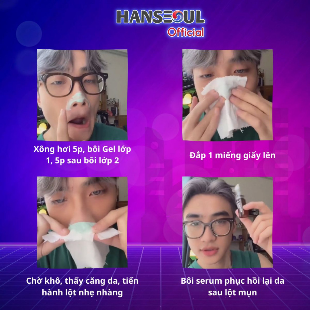 Gel lột mụn cám,mụn đầu đen Blackhead Mask, mặt nạ lột mụn không gây đau rát, kháng khuẩn, se khít lỗ chân lông tuýp 20g chính hãng Hanseoul