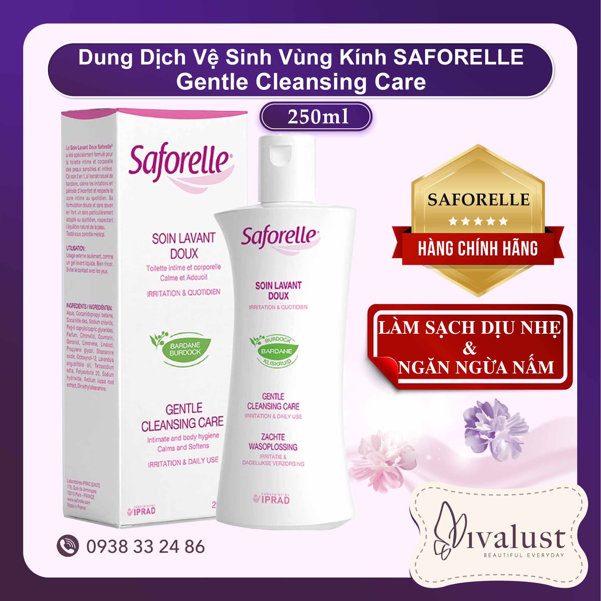 Dung Dịch Vệ Sinh Vùng Kín SAFORELLE Gentle Cleansing Care (250ml)