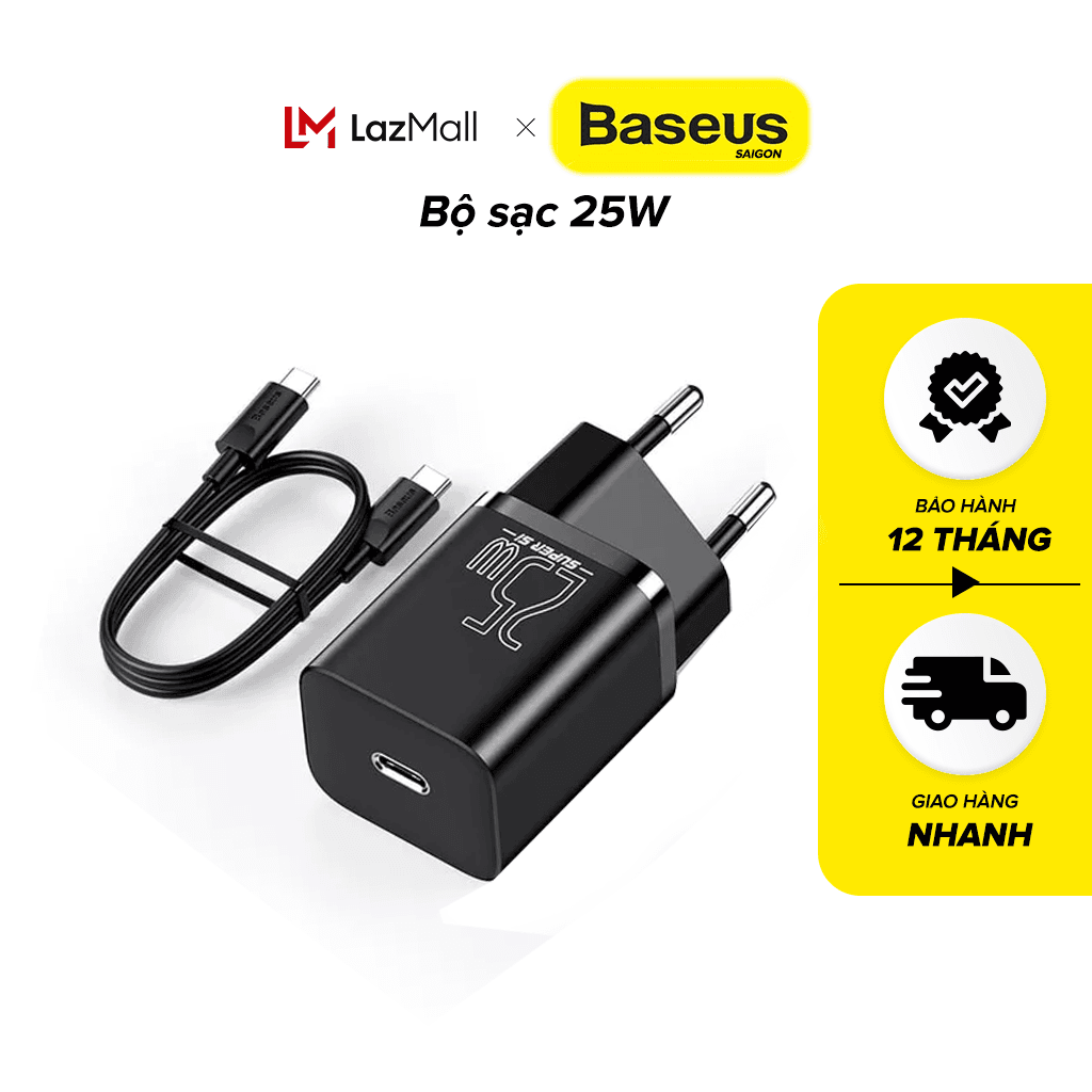 Bộ sạc nhanh Baseus Super Si 1C 25W Quick Charger Sets (PD/QC3.0 Quick charger, With Cable)- TZCCSUP