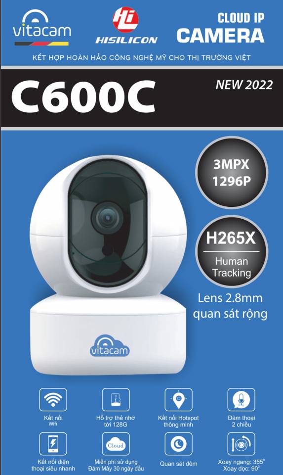 camera vitacam trong nhà c1290 pro -c1280 pro 3mpx, 1080p c1080pro