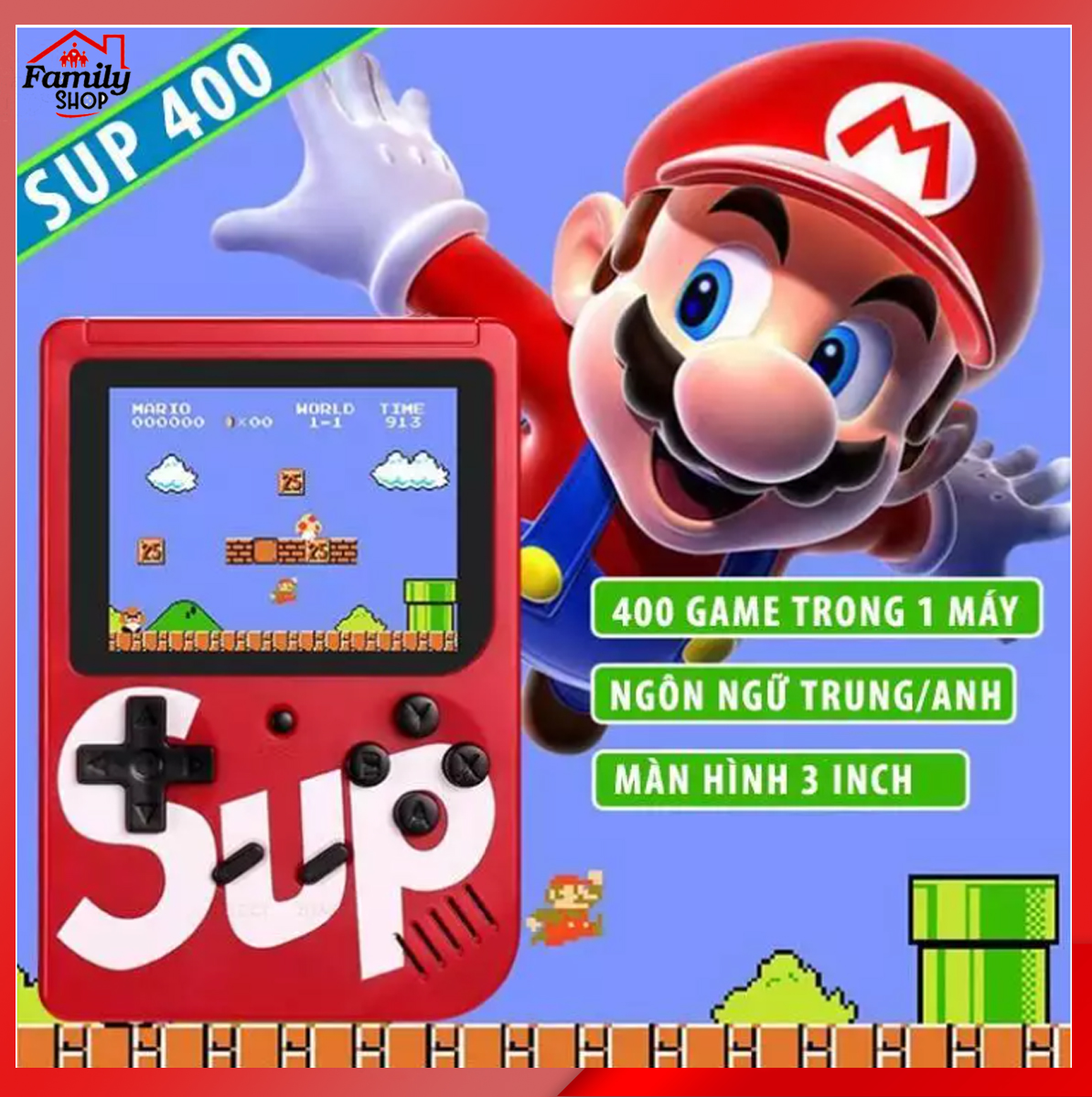 Máy chơi game cầm tay 400 game, dung lượng Pin khủng 800Mah, màn inch 3 inch sắc nét- TẶNG KÈM CÁP NỐI TV