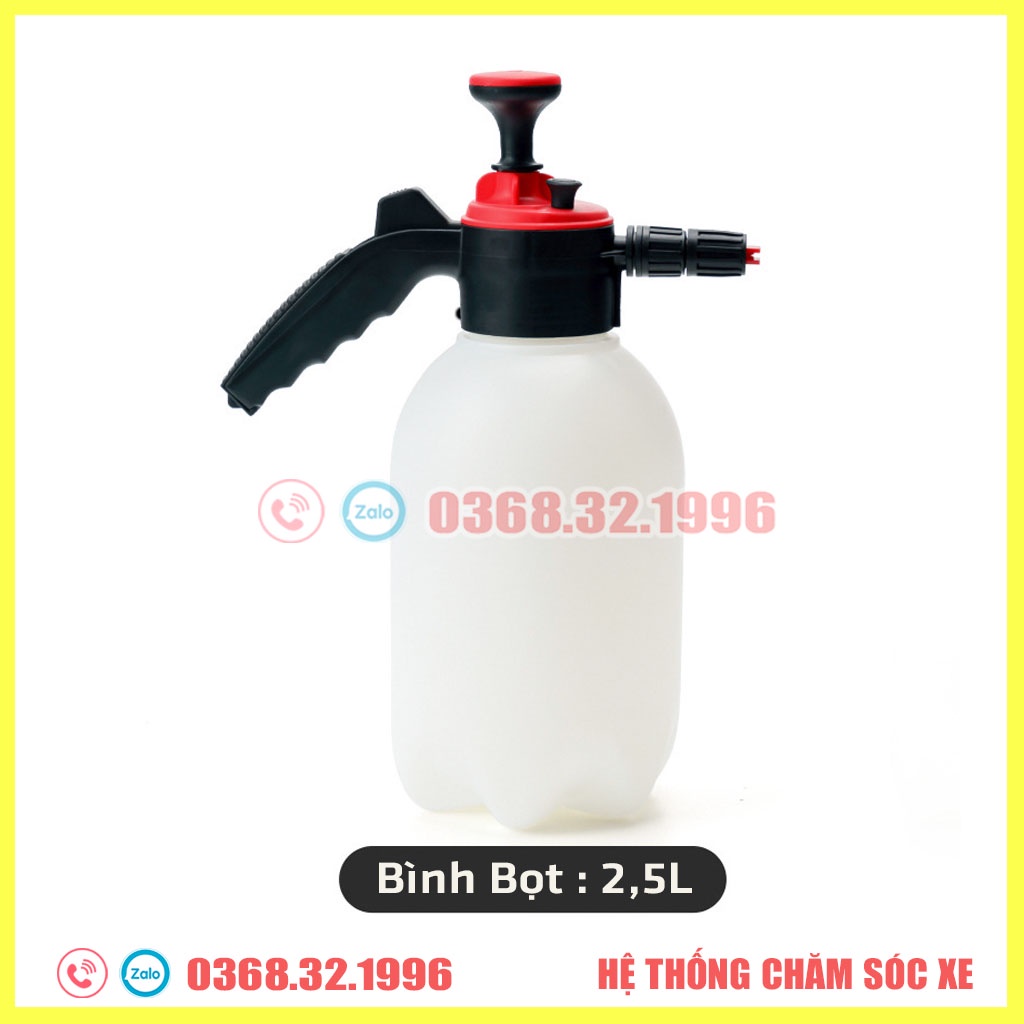 Bình xịt bọt tuyết rửa xe cầm tay cho xe máy, xe ô tô 2l và 2.5l có van xả áp - 3 chế độ điều chỉnh tia phun