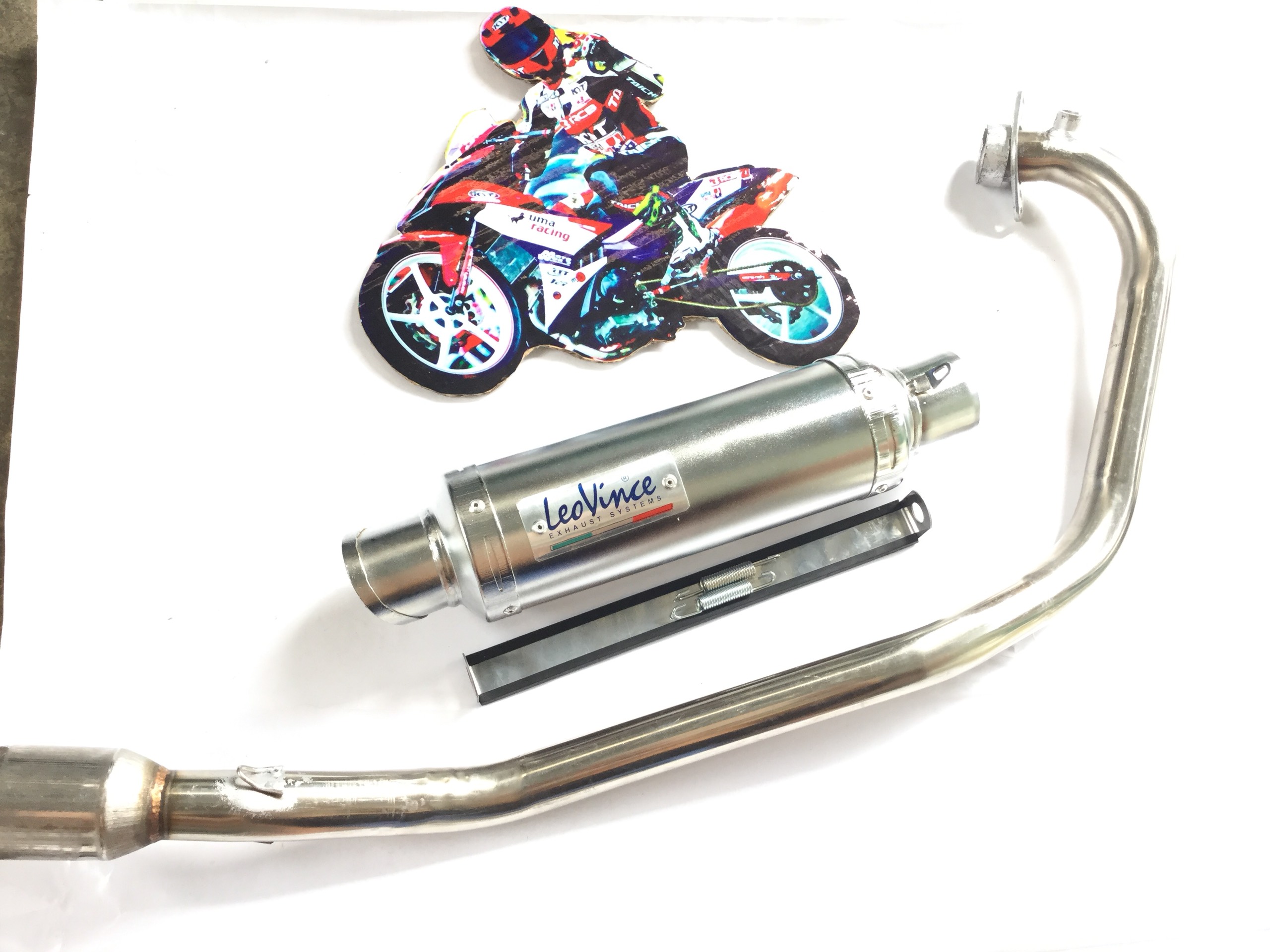 Pô Leovince Trắng - Cổ Pô Lắp Satria + GSX + Raider Fi .........