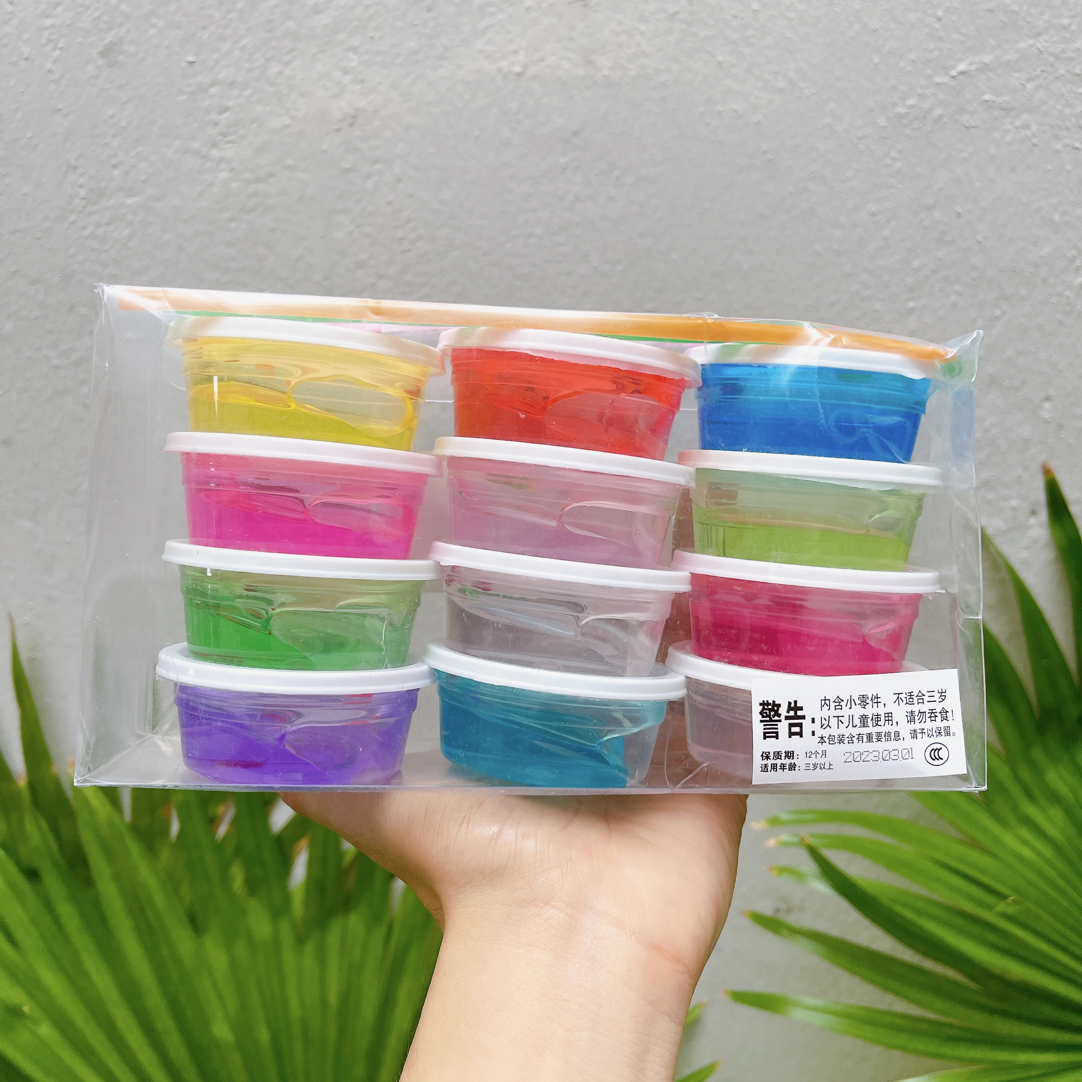 Hộp 12 hủ slime đủ màu vui nhộn - nguyên liệu làm slime