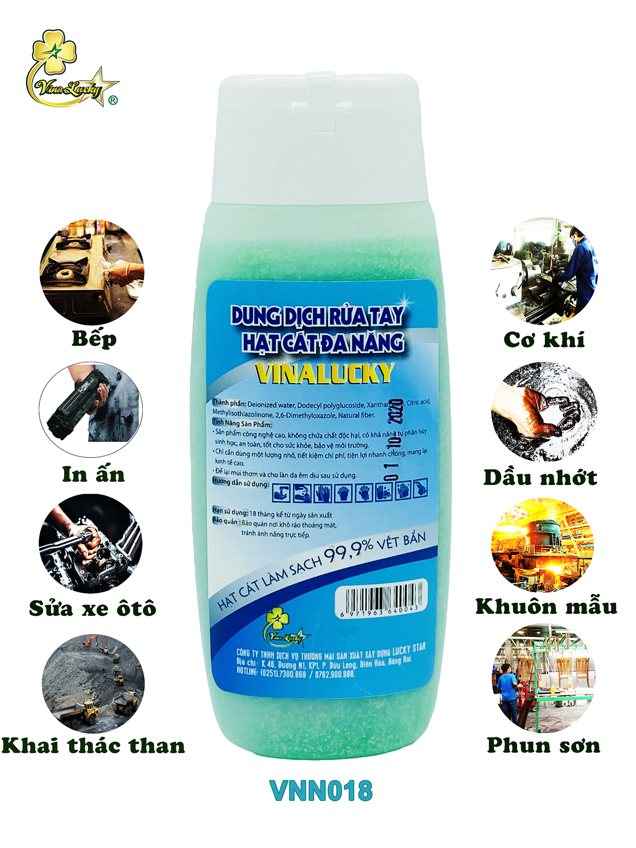 Dung dịch rửa tay hạt cát đa năng VinaLucky 180ml